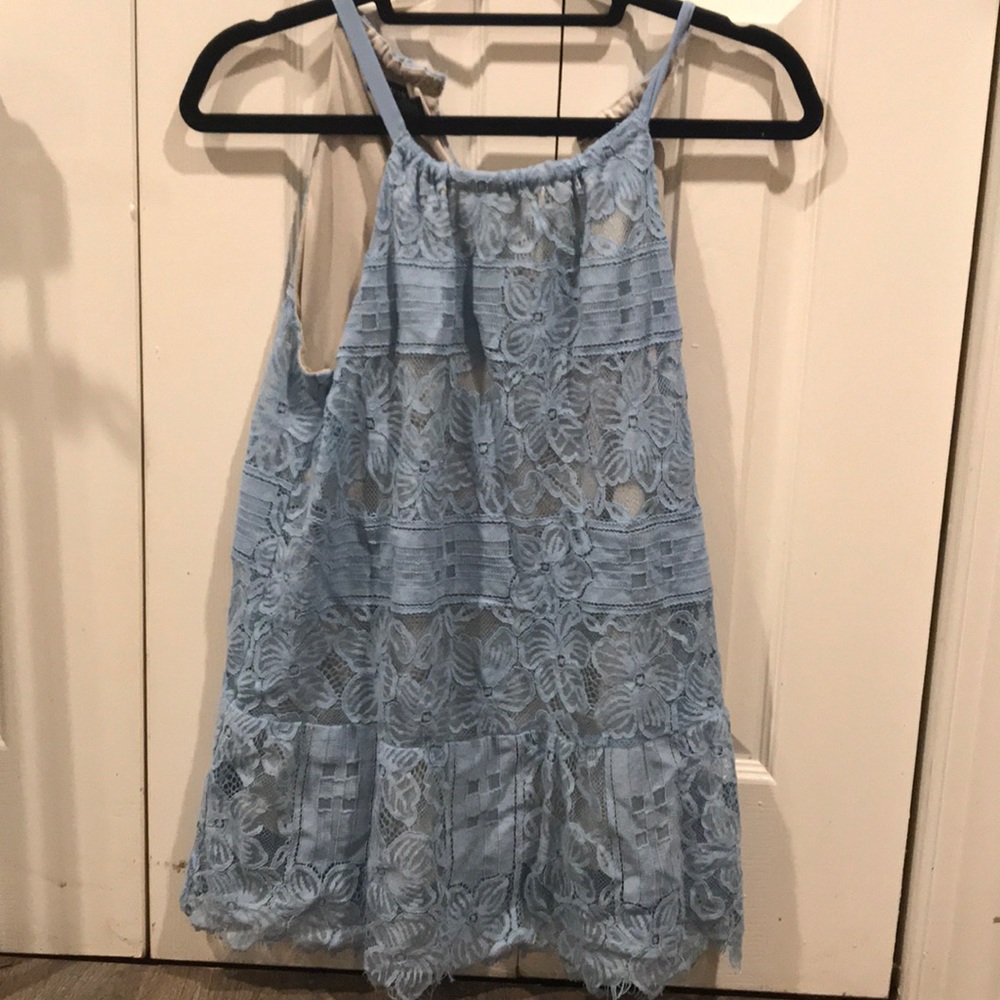 Lace high neck tank top